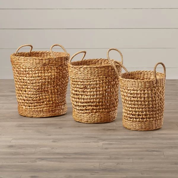 Fairport Seagrass 3 Piece Wicker Basket Set | Wayfair North America