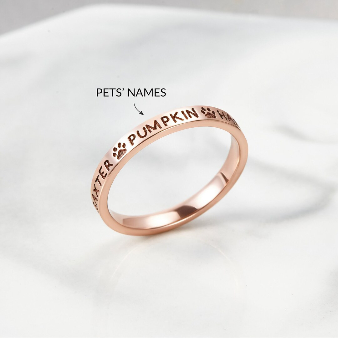 Custom Pet Name Ring, Engraved Dog Name Ring, Pet Sympathy Jewelry, Personalized Gifts for Pet Lo... | Etsy (US)