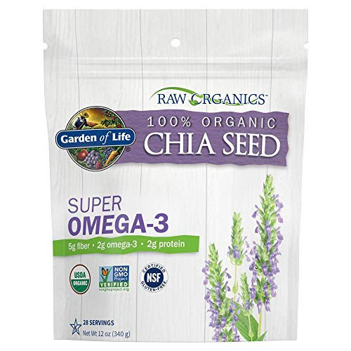 Garden of Life Chia Seeds 100% Organic for Smoothies, Pudding - Raw Organics Whole Seed Foods with Omega 3 Superfood, Fiber, Keto Friendly, Non-GMO, Gluten Free - Vegan Egg Substitute, 28 Servings | Amazon (US)