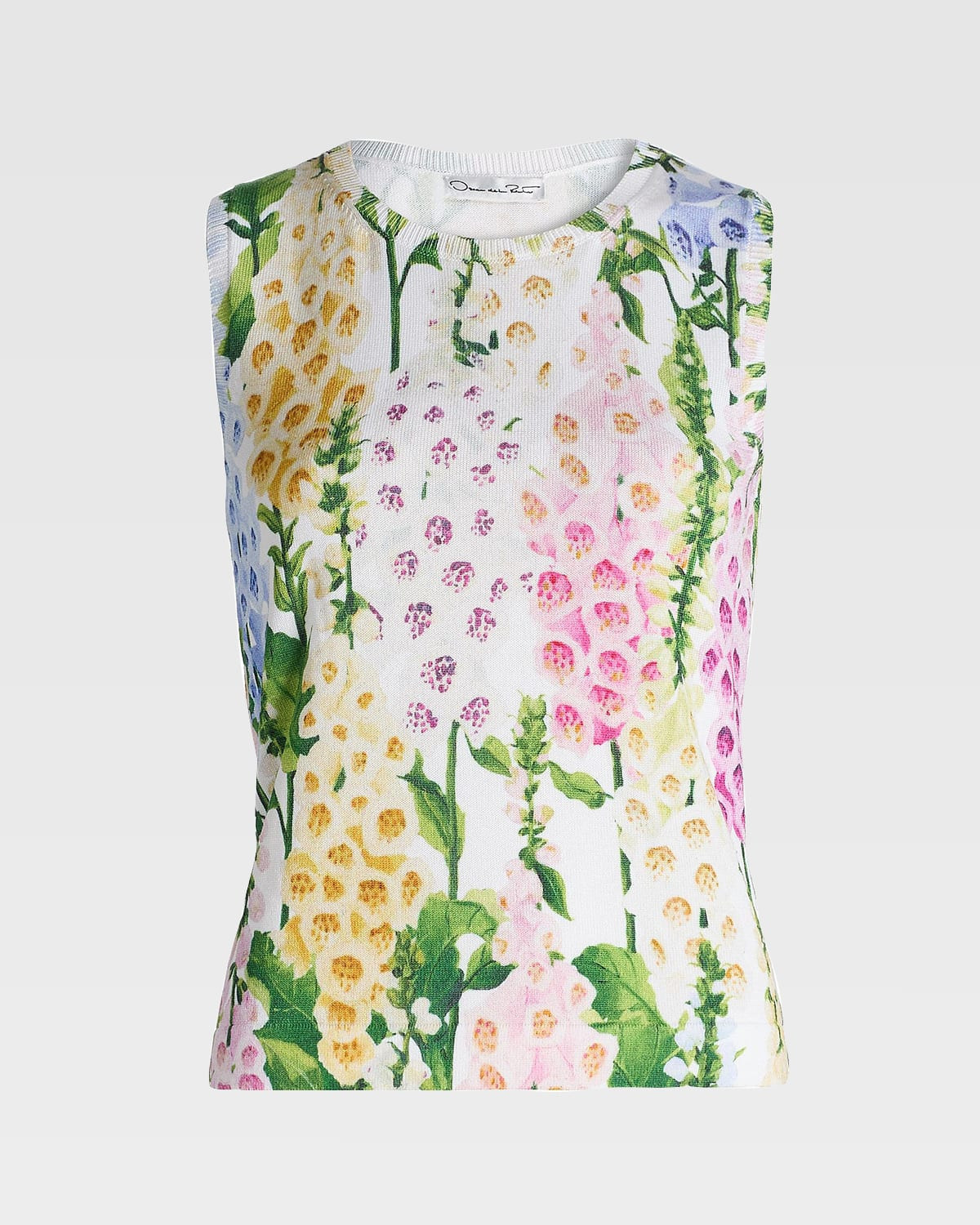 Multi-Foxglove Print Knit Tank Top | Neiman Marcus