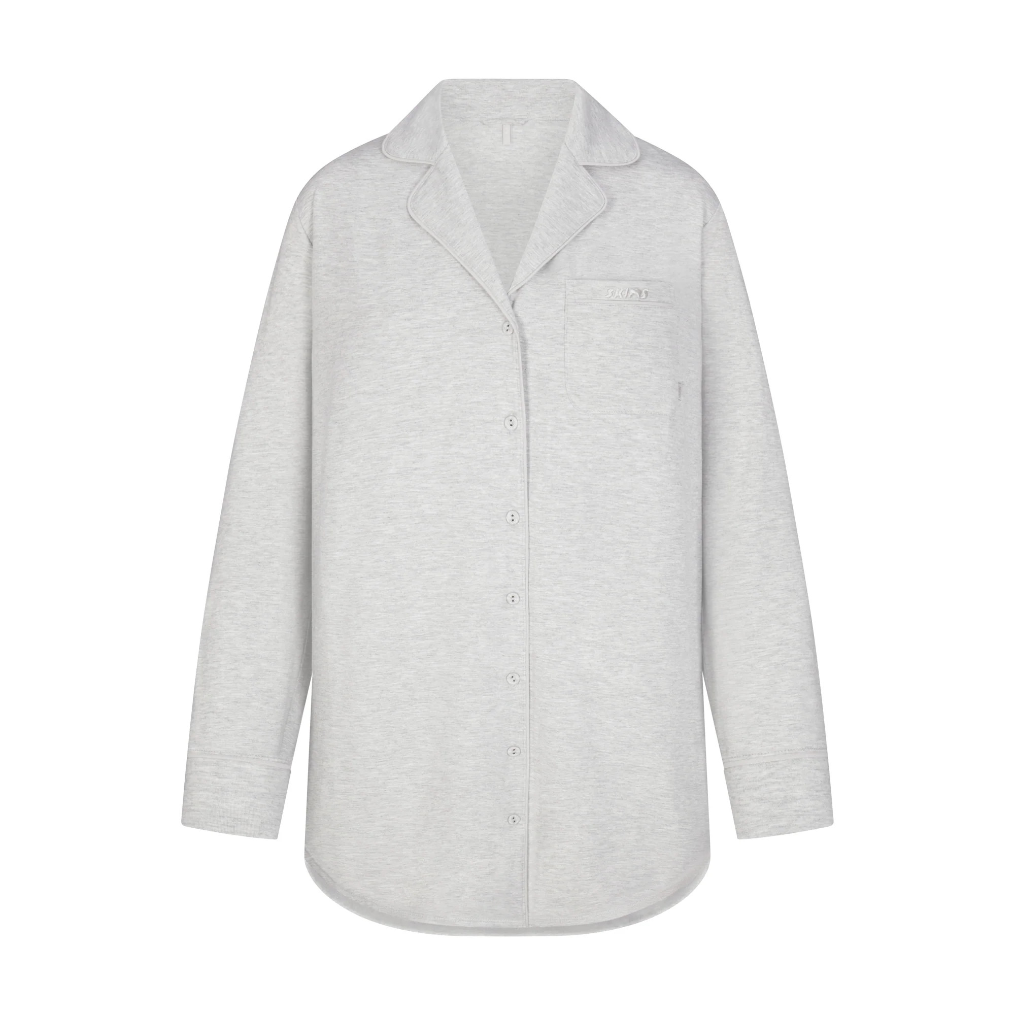 SKIMS SLEEP BUTTON UP DRESS | LIGHT HEATHER GREY | SKIMS (US)