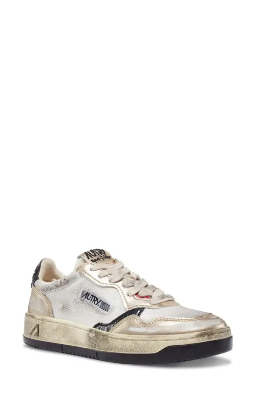 AUTRY Super Low Sneaker in Mesh/Suede Wht/Gold at Nordstrom, Size 11Us | Nordstrom