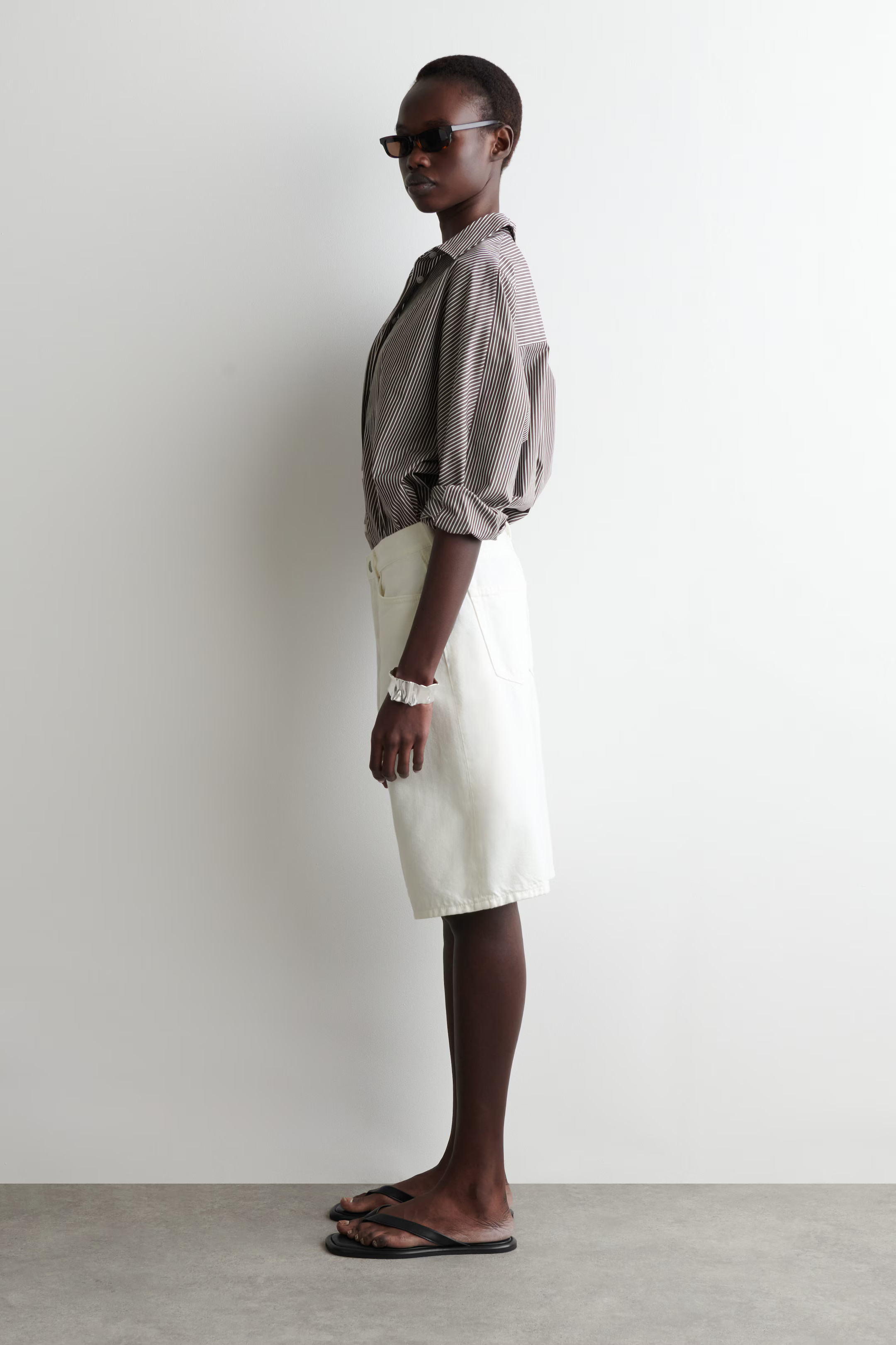 LONGLINE DENIM SHORTS - CHALK | COS UK