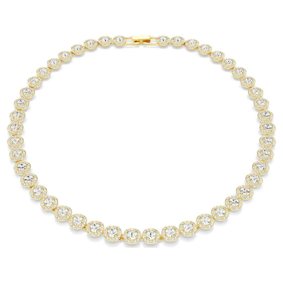 Una Angelic necklace, Round cut, White, Gold-tone plated | SWAROVSKI