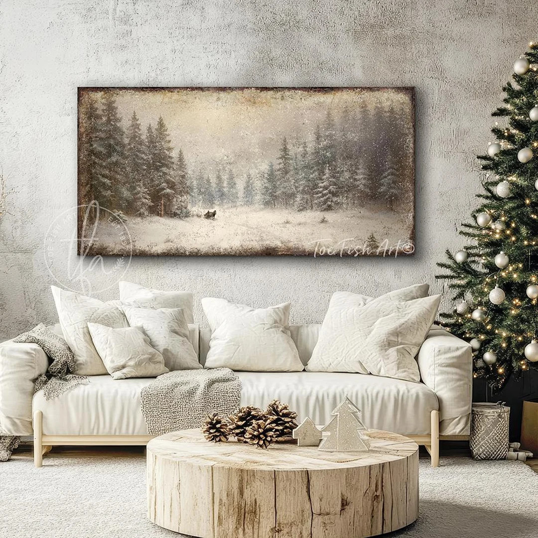 Vintage Christmas Sign Modern Farmhouse Wall Decor Rustic Holiday Sleigh Ride Sign Fireplace Mant... | Etsy (US)