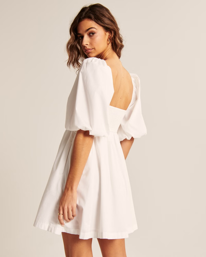 Women's Ruched Bodice Puff Sleeve Mini Dress | Women's | Abercrombie.com | Abercrombie & Fitch (US)