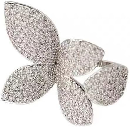 Rhinestone Butterfly Wrap Ring Open Statement Rings Sparkling Crystal Cubic Zirconia Leaf Engagem... | Amazon (US)