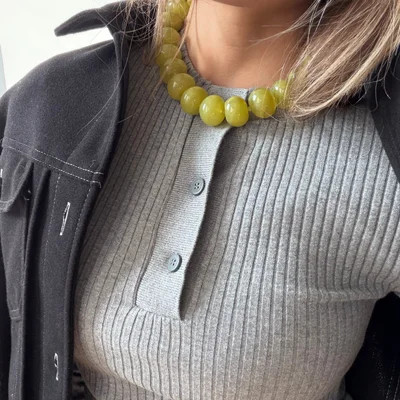 Joan Semi-Precious Necklace - Olive | BaubleBar