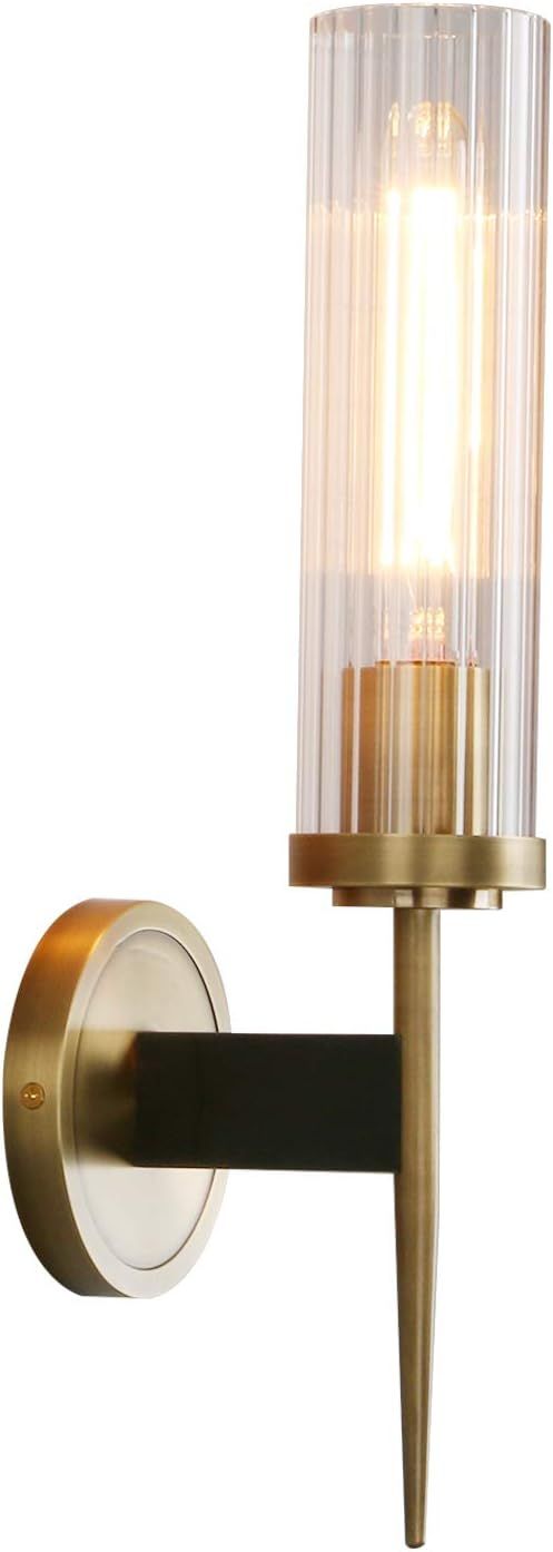 Phansthy Bathroom Vanity Light Antique Brass 1-Light Wall Sconce with 2.8 Inches Diameter Cyclind... | Amazon (US)