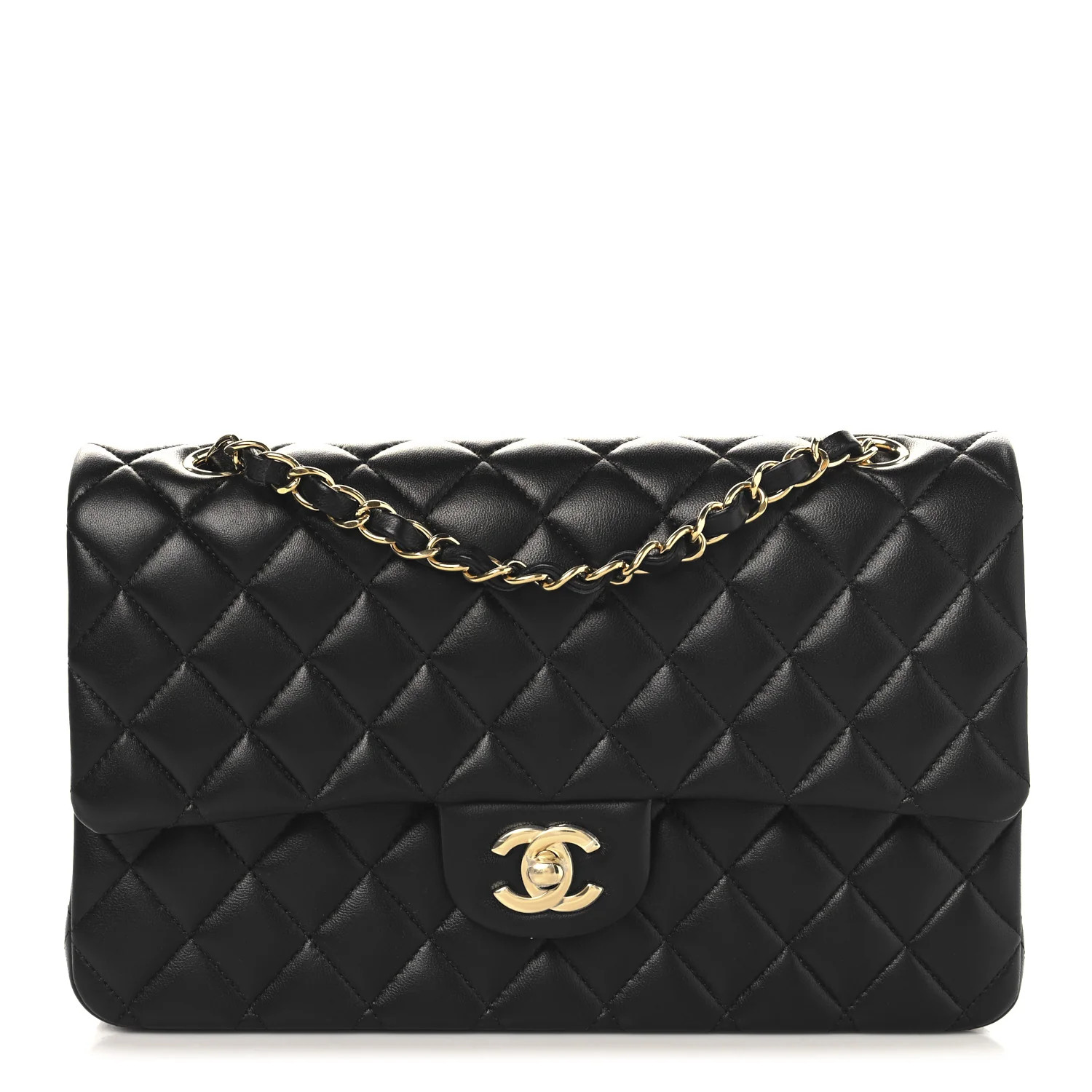 Chanel Lambskin Quilted Medium Double Flap Black 1738129 | FASHIONPHILE (US)