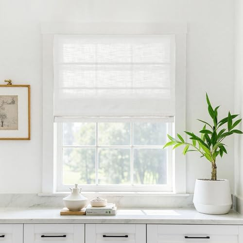 TWOPAGES Linen Roman Shades for Windows Custom Cordless Blinds for Indoor Windows,French Doors,Be... | Amazon (US)