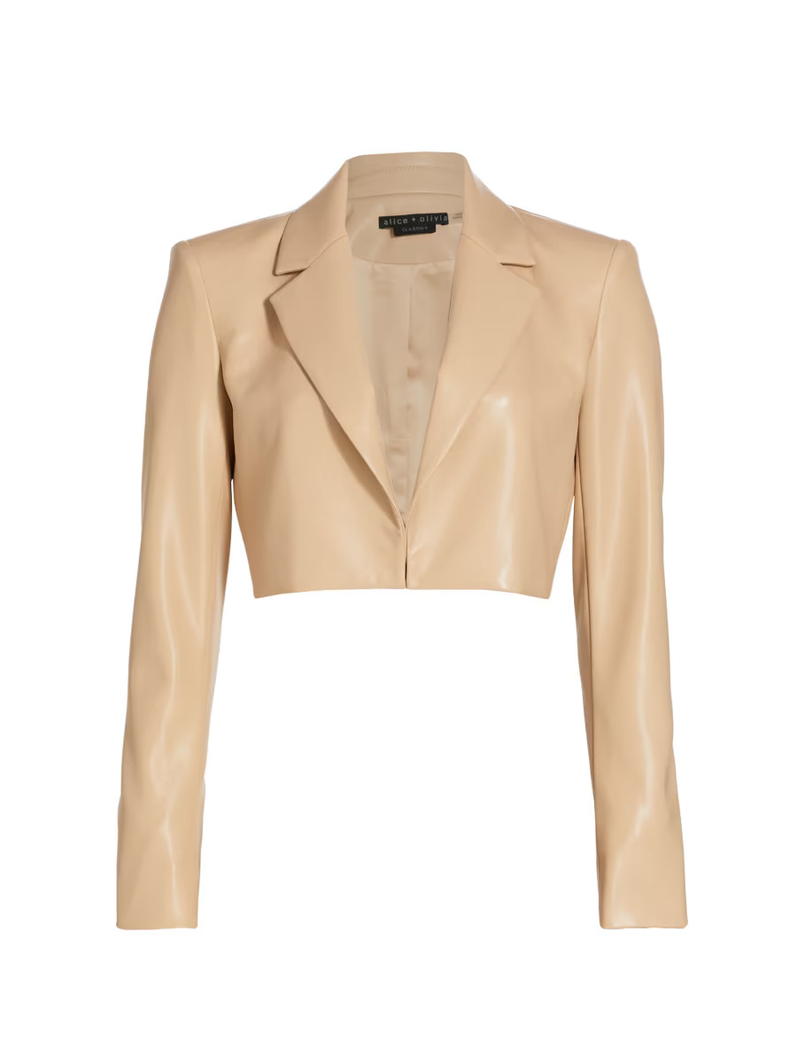 Alice + Olivia Abbot Cropped Vegan Leather Blazer | Saks Fifth Avenue