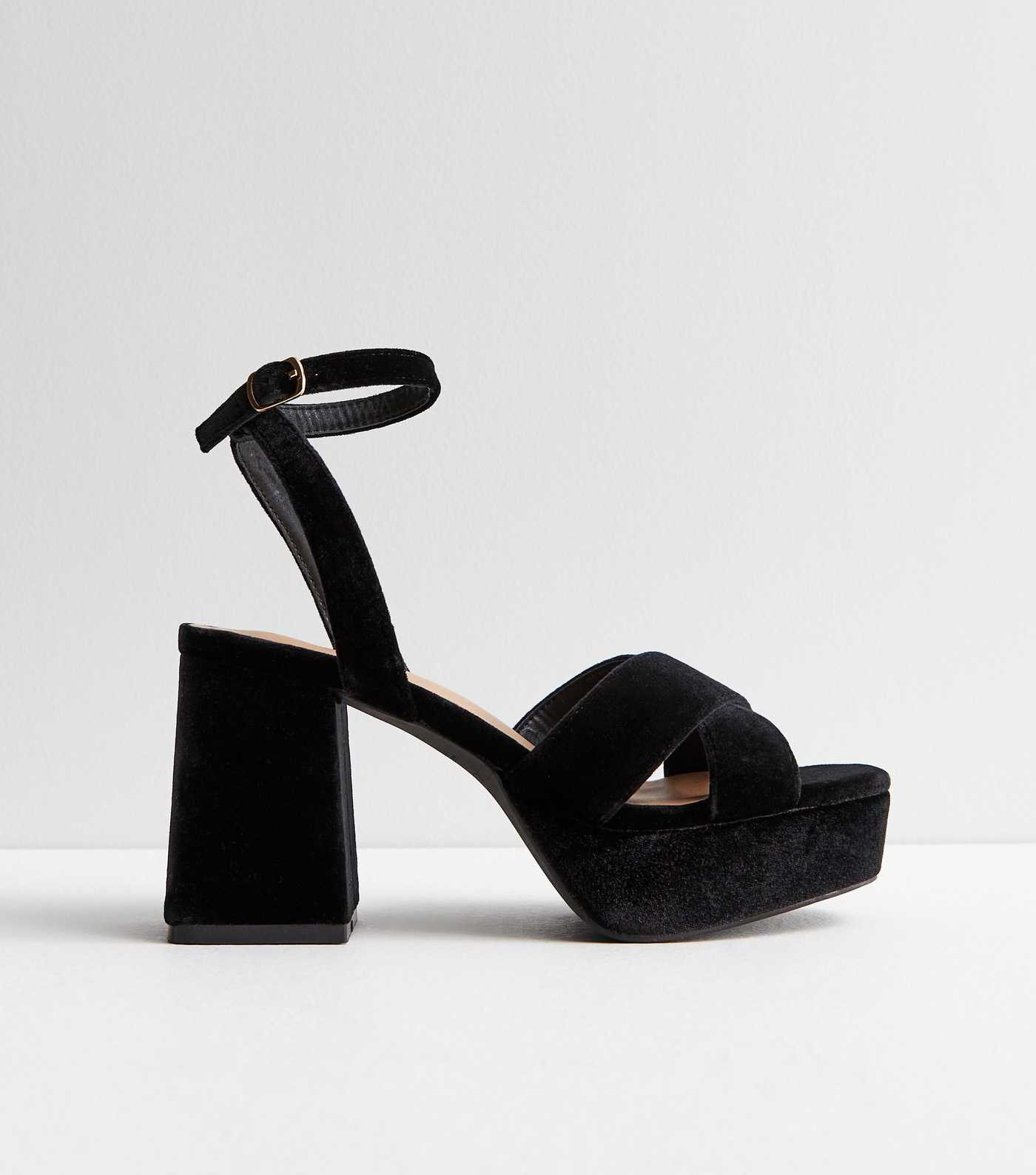 Black Velvet 2 Part Platform Block Heel Sandals
						
						Add to Saved Items
						Remove from... | New Look (UK)