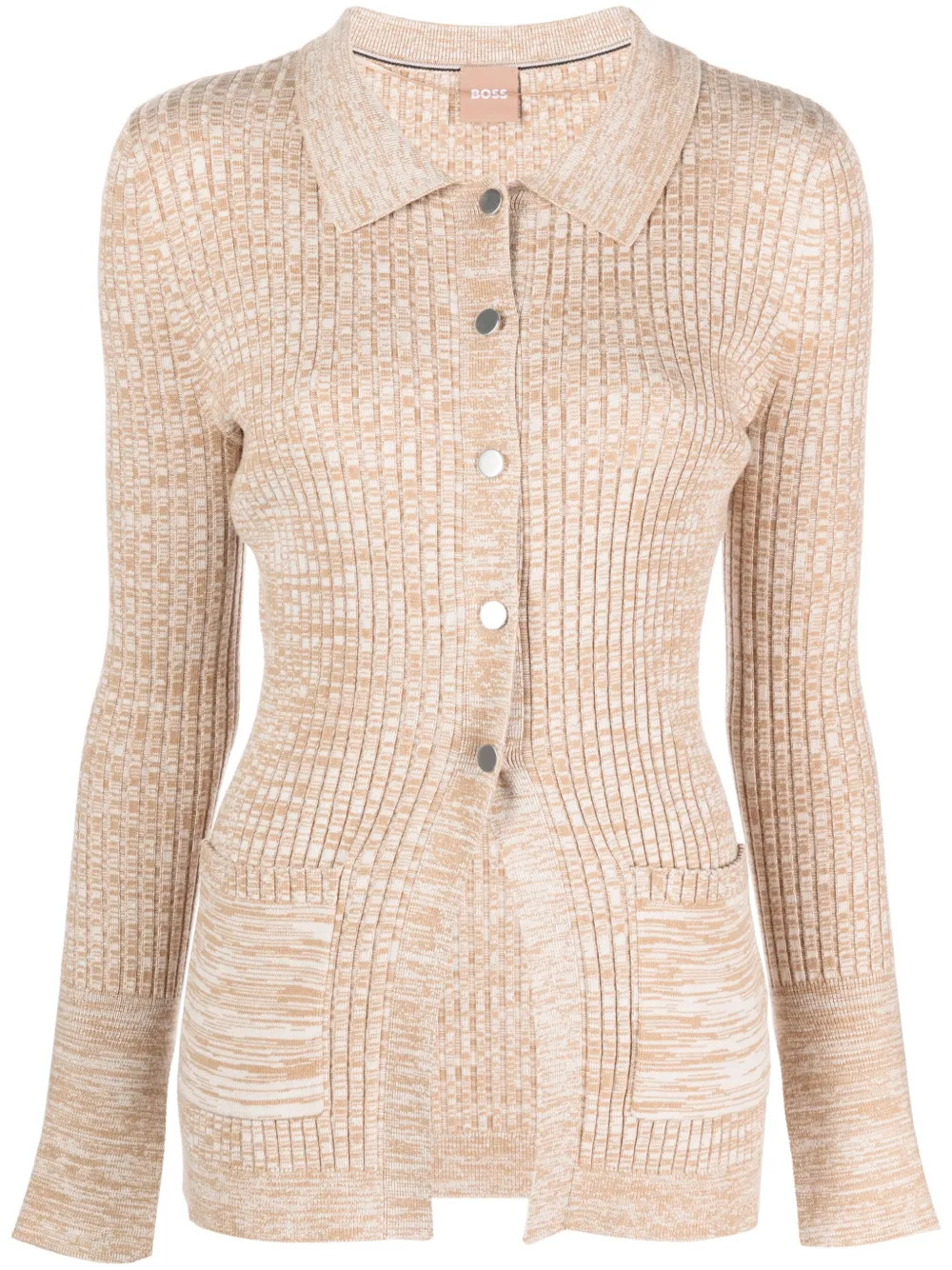 BOSS mélange-effect button-up Cardigan  | Neutrals | FARFETCH | Farfetch Global