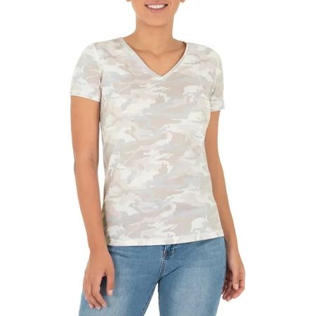 Athletic Works Women's Active Camo Print V-Neck T-Shirt | Walmart (US)