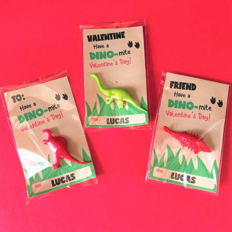 Dinosaur Valentine Cards for Kids, Personalized Printed Dino-mite Valentines for boys, Classroom ... | Etsy (US)