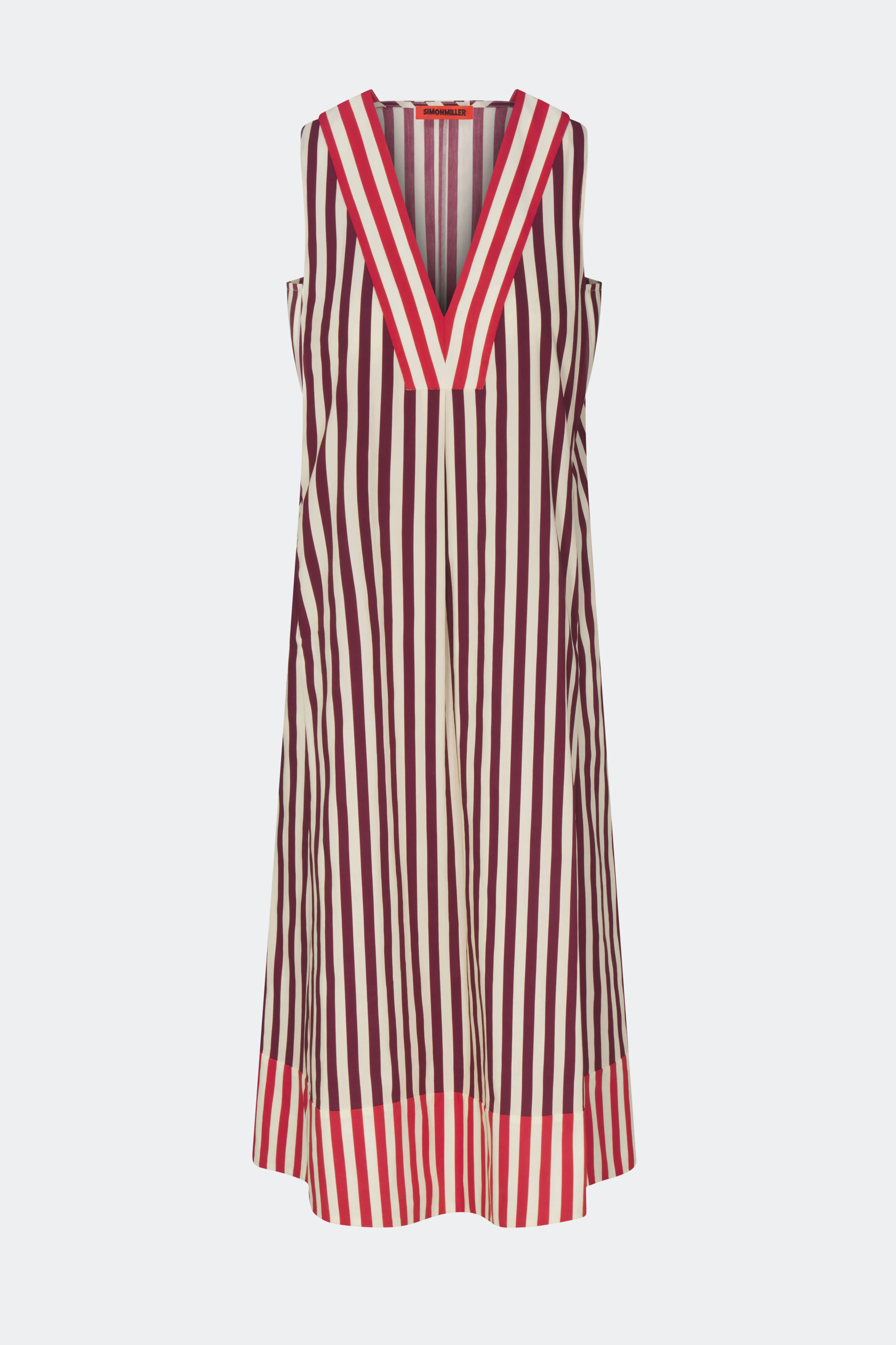 Mar Poplin Dress in Bordeaux Stripe Combo | Simon Miller