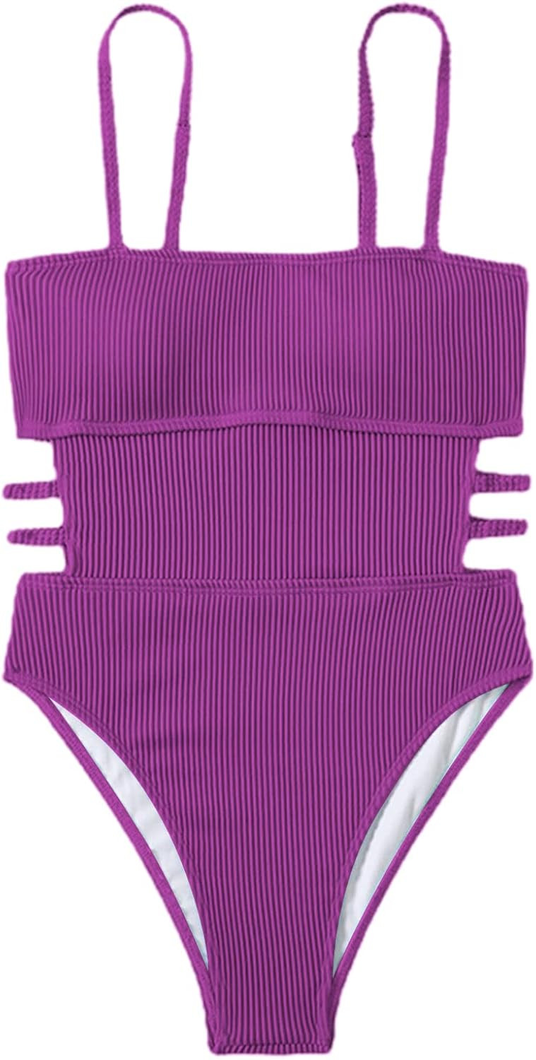 Hilinker Women's Ribbed One Piece Swimwear Cutout Tummy Control Bathing Suit | Amazon (US)