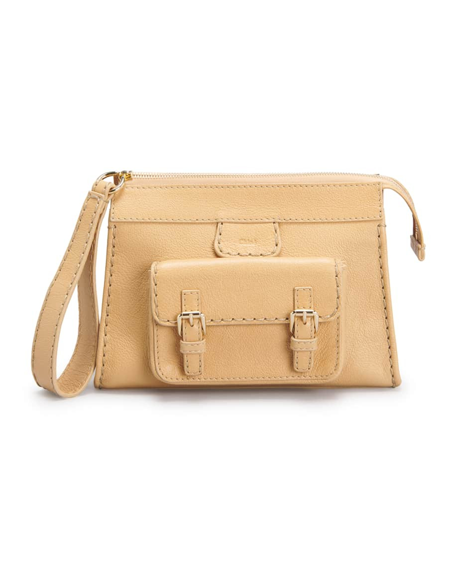 Chloe Edith Leather Wristlet Pouch Bag | Neiman Marcus