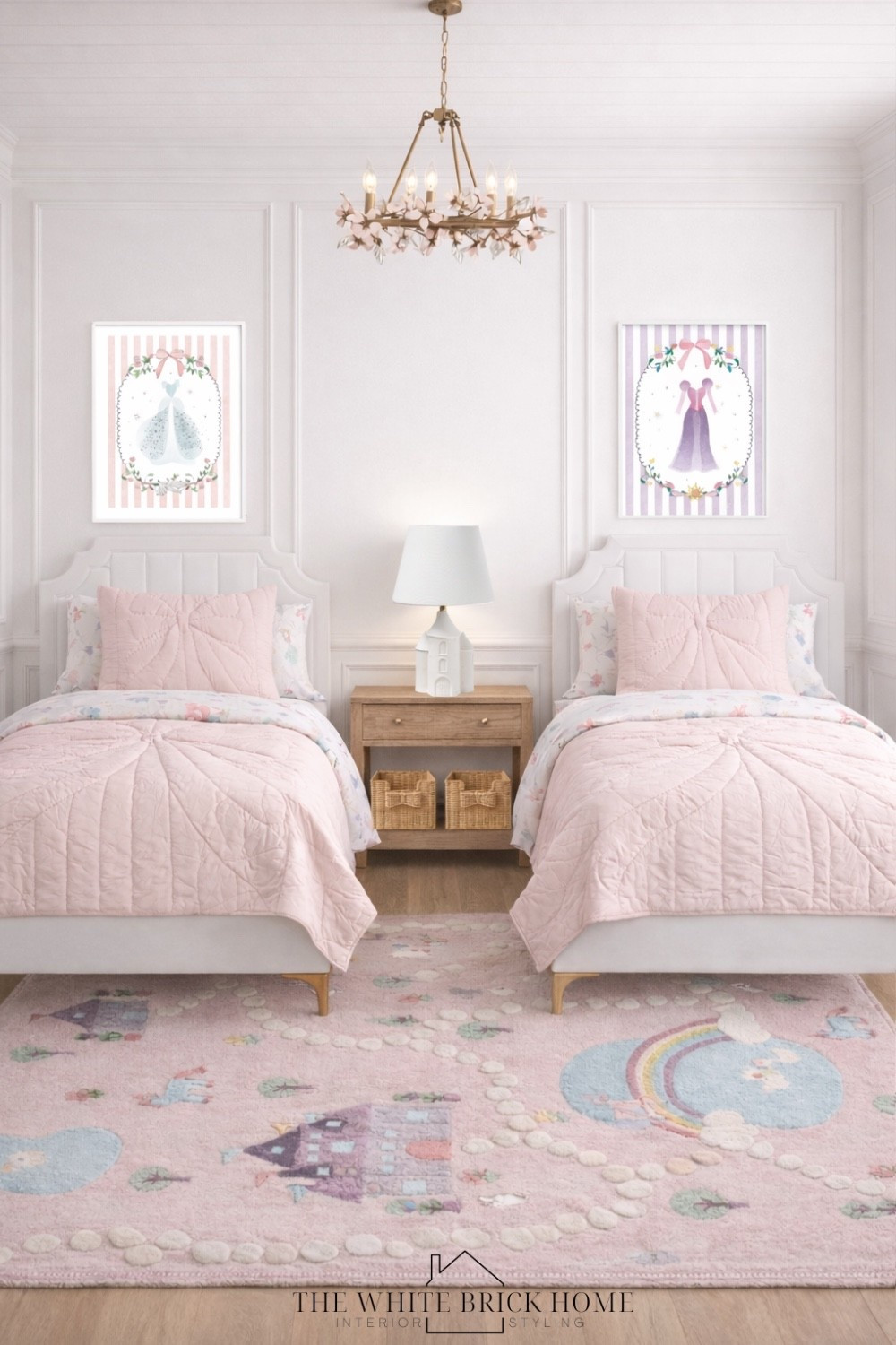 A sweet, symmetrical Disney princess bedroom that blends modern charm with soft pastel layers for a space that is dreamy! I used wayfair furniture that ships for free, along with this target lamp that is under $40! 

Girls room, shared girls room, Disney girls bedroom, Disney princess girls bedroom, girls room bedding, girls room twin bed, girls room bed, girls room rug, girls room princess rug, girls room decor ideas, Disney, Disney princess, Disney princess bedroom, princess bedroom, girls room lamp, girls room area rug, girls room pink, toddler girl, Disney toddler bedroom, shared bedroom, shared girls bedroom, shared bedroom girl, toddler bedroom, pottery barn kids, target, wayfair 

#LTKHome #LTKSaleAlert #LTKKids