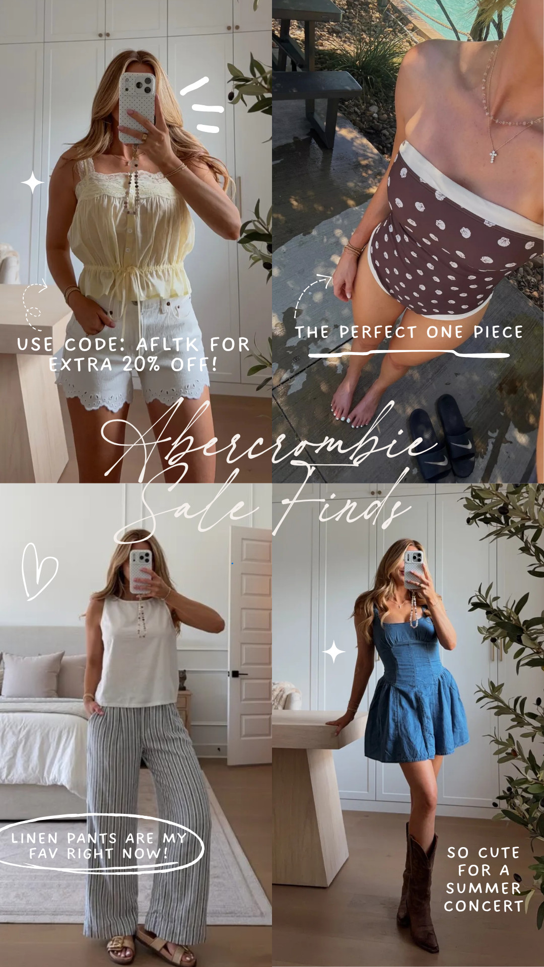 use code AFLTK for an extra 20% off!

sale alert, summer fashion, vacation 
outfits beach, summer dresses, abercrombie, new arrivals, casual outfit, michele jaliene 

 #LTKxAbercrombie #LTKSaleAlert #LTKPetite
