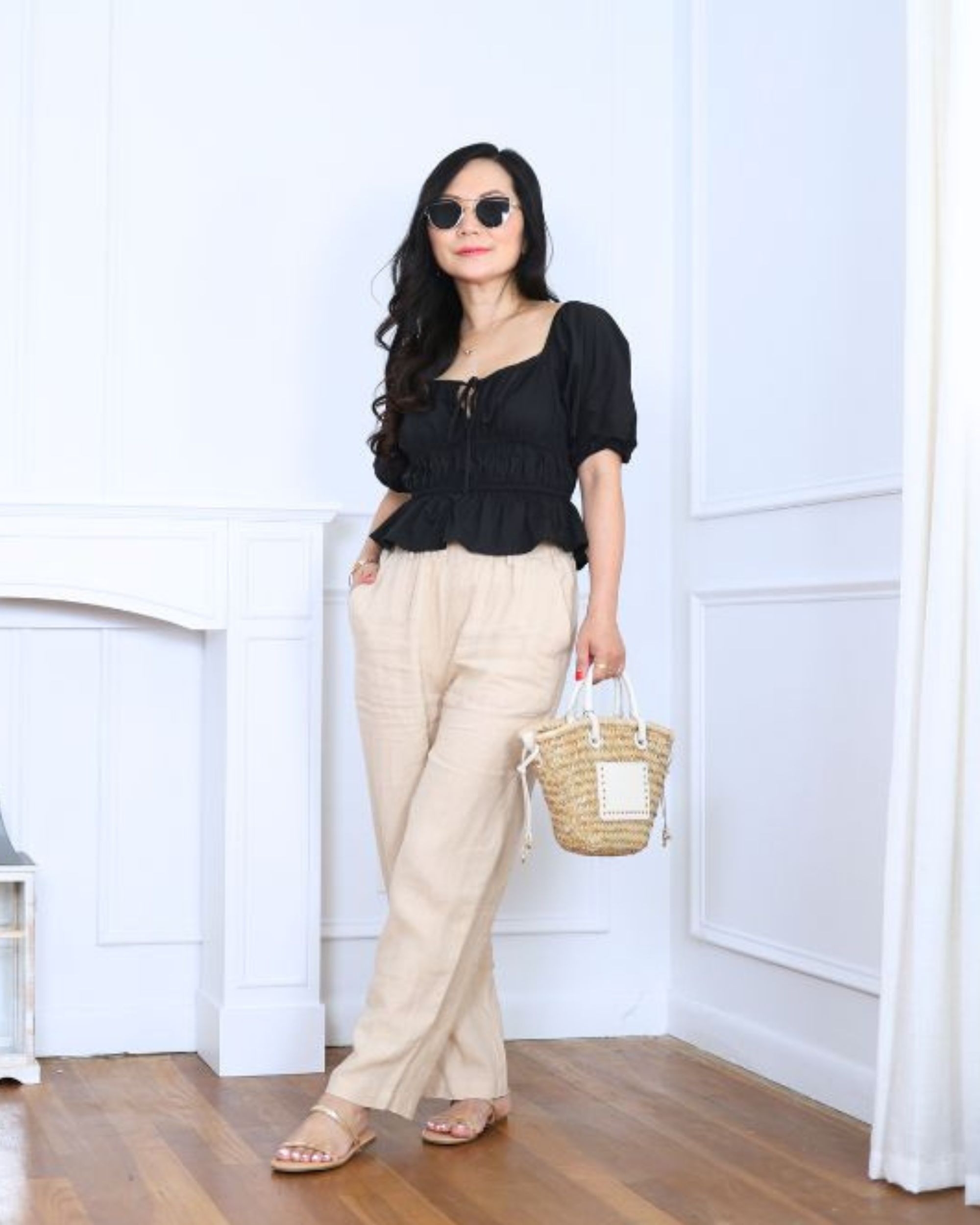 This puff sleeve blouse from H&M (S) is one of my favorites. Soft and a little bit dressy without feeling overdone. I paired it with linen pants from Quince, a small straw bag, and Loft sandals for an easy look that still feels put-together.

#LTKStyleTip #LTKPetite #LTKOver40