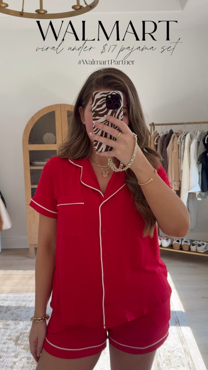 #walmartpartner love these viral $17 @walmartfashion pjs! Fit true to size and feel dreamy! #walmartfashion also comes in a long sleeve version! ✨💤😴

#LTKFindsUnder50 #LTKSeasonal