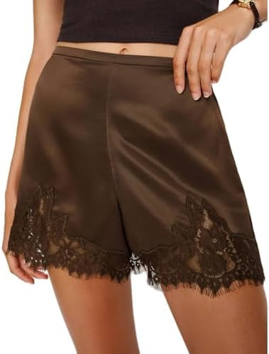 Amiblvowa Women Satin Silk Lace Shorts Low Rise Micro Mini Shorts Coquette Lounge Half Slip Pj Bo... | Amazon (US)