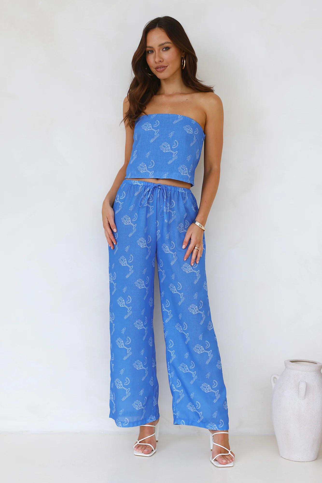 Melon Mix Wide Leg Pants Blue | Hello Molly (US)