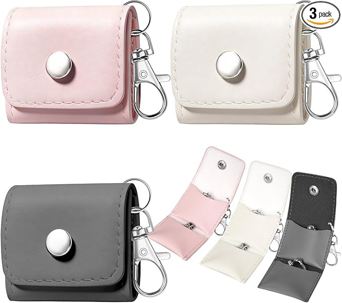 Nezylaf Mini Travel Jewelry Bag 3 Pcs PU Leather Portable Jewelry Organizer Pouch with Keychain -... | Amazon (US)