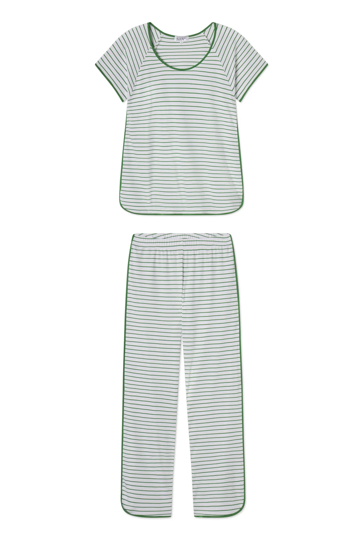 Pima Short-Long Set in Palm Rowing Stripe | Lake Pajamas