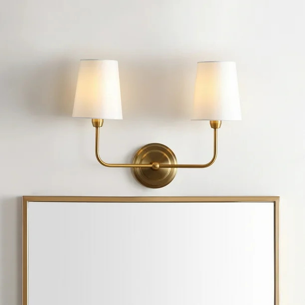 Safavieh Ezra Antique Two Light Wall Sconce, Brass Gold - Walmart.com | Walmart (US)