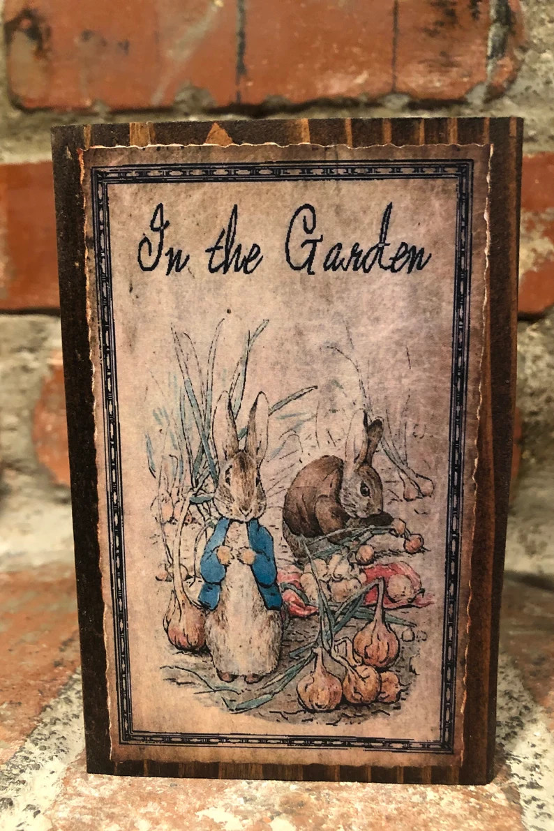 Vintage Farmhouse Peter Rabbit Easter Wood Blocks; Country Easter Sign Decorations; Easter Bunny ... | Etsy (US)