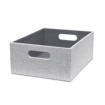 allen + roth Herringbone (14.25-in W x 5.5-in H x 10.69-in D) Gray Fabric Bin | Lowe's