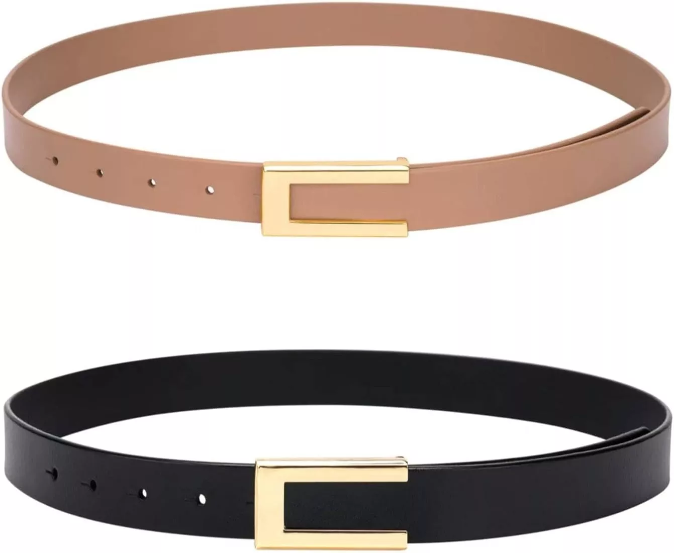 VONMELLI 2 Pack Women's Leather Belts for Jeans Pants Fashion Gold Buckle  Ladies Belt Black Brown S at  Women's Clothing store