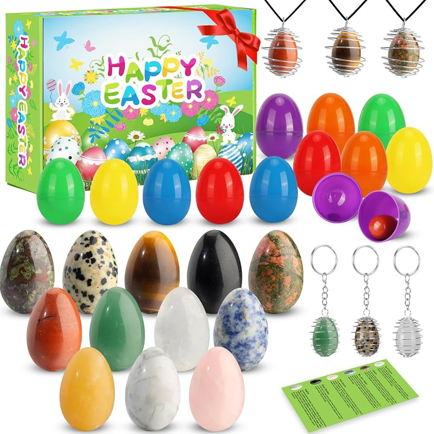 Easter Basket Stuffers,12 Gems Egg Prefilled Easter Eggs,Real Crystal&Rock Eggs Stuffers Collecti... | Amazon (US)