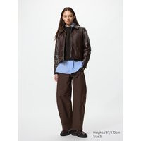 Uniqlo - Jersey Barrel Leg Trousers - Dark Brown - XXS | UNIQLO (UK)