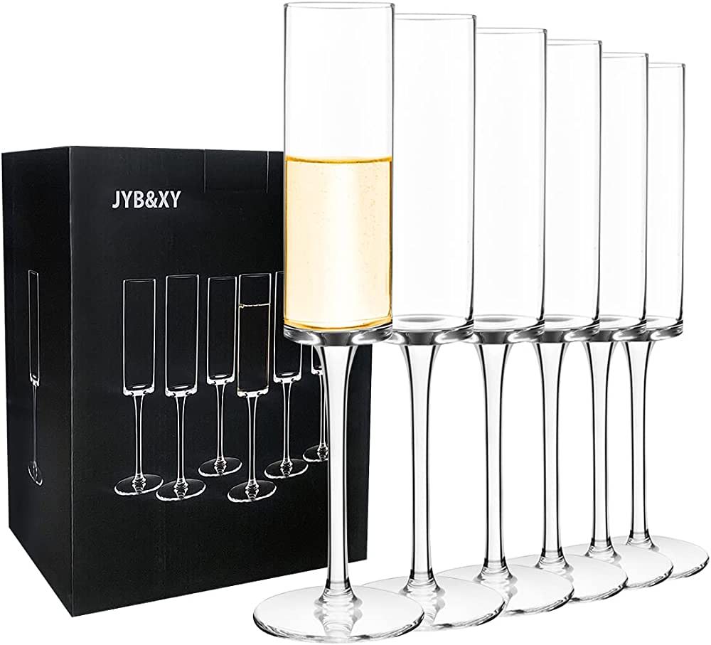 Amazon.com | JYB&XY Set of 6 Crystal Champagne Flutes Champagne Glasses Hand Blown Classy Champag... | Amazon (US)