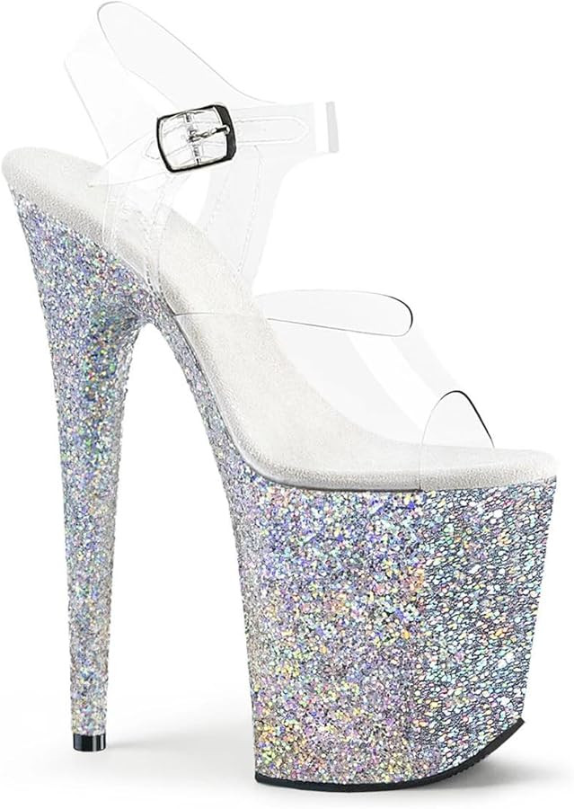 denova's Women's Transparent Very High Heel Plus Size Platform Pole Dancing Ankle Strap Stiletto ... | Amazon (CA)