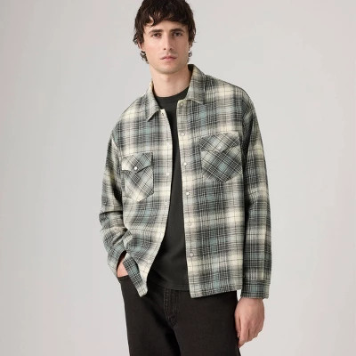 Levi's® Men's Relaxed Fit Boxy Long Sleeve Button Down Shirt - Teal Green/Oatmeal XL | Target