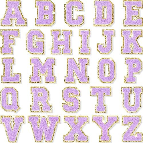 26 Pieces Glitters Patches Iron on Letters Chenille A-Z Patches Decorative Repair Embroidered Patche | Amazon (US)