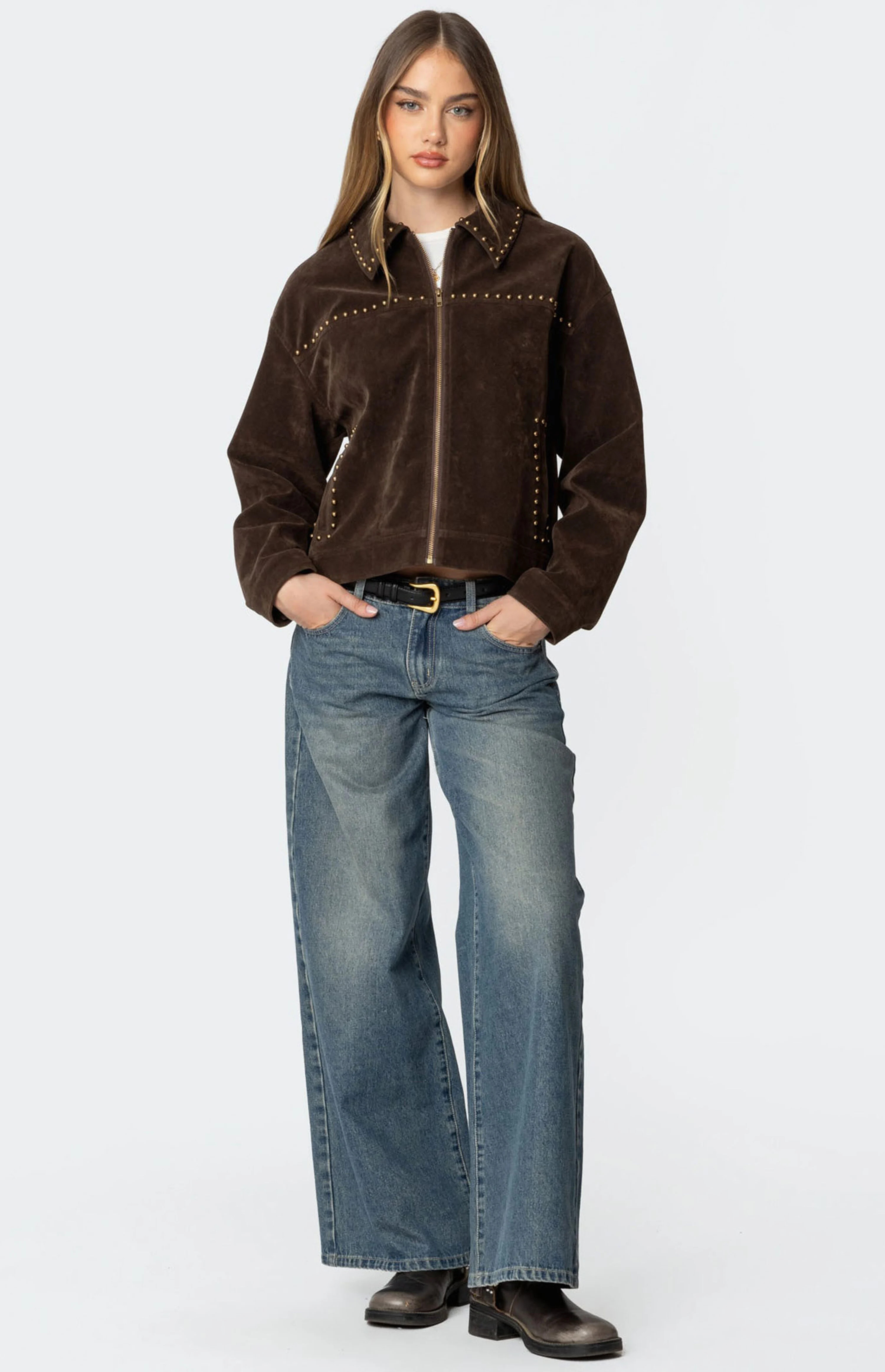 Edikted Memphis Studded Faux Suede Jacket | PacSun