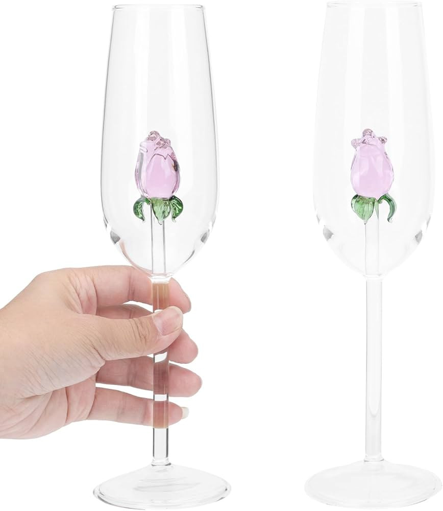 STOBAZA Rose Wine Glass with Rose Inside Wine Goblet Cocktail Glasses Crystal Flutes Red Wine Gla... | Amazon (US)