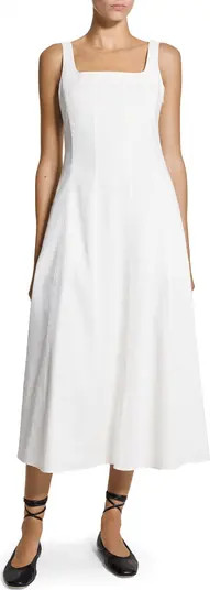 Sleeveless Seamed Linen Blend Fit & Flare Dress | Nordstrom