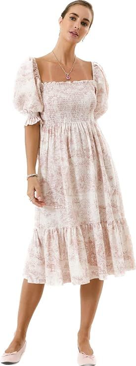 NOTHING FITS BUT Women's Linen Cotton Dress, Floral Pattern Sakura Gown, Women Casual Dress | Amazon (US)