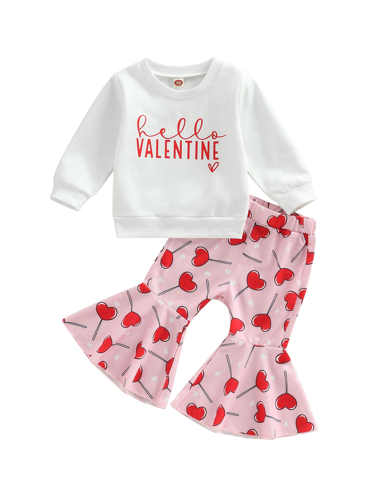Meihuida Kids Girls Valentine's Day Outfit Letter Print Long Sleeve Sweatshirts Tops + Heart Prin... | Walmart (US)