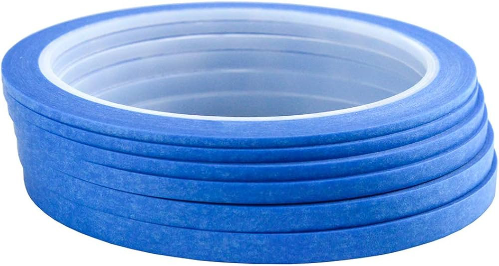 Blue 6Rolls Paper Masking Tape Nail Arts Drawing Pattern Making DIY Single Side Tape 2mm 2.5mm 3mm 4 | Amazon (US)
