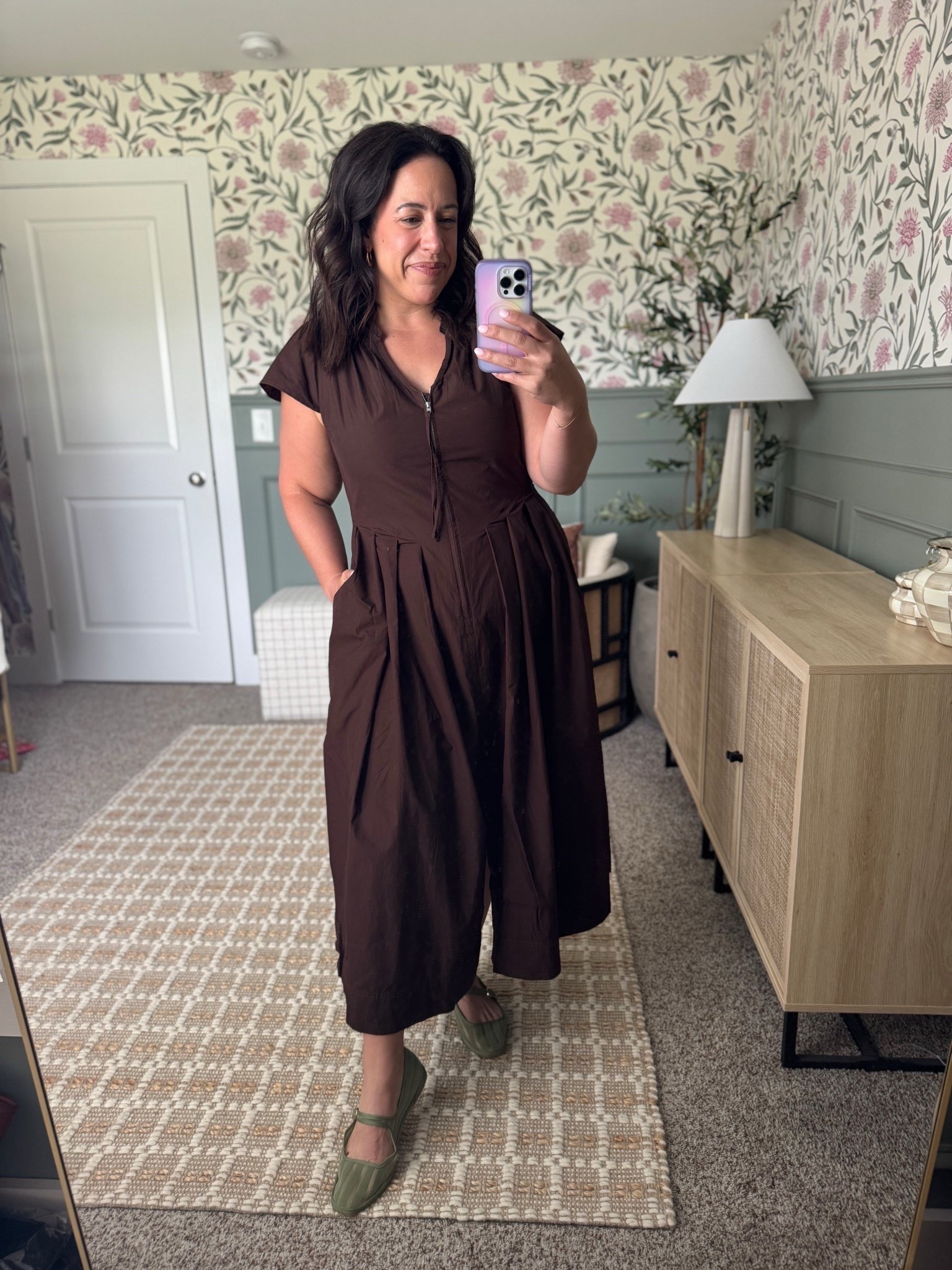 Chocolate brown fall dress from Walmart, under $40 〰️ paired with the cutest green ballet flats from Amazon! wearing size medium 🤎

Midsize fashion, fall date night, fall outfit idea, brown dress, date night dress, wedding guest dress, mom fall dress, chocolate brown, fall styles, fall fashion, Walmart dress, Walmart fashion 

#LTKMidsize #LTKFindsUnder50 #LTKSeasonal