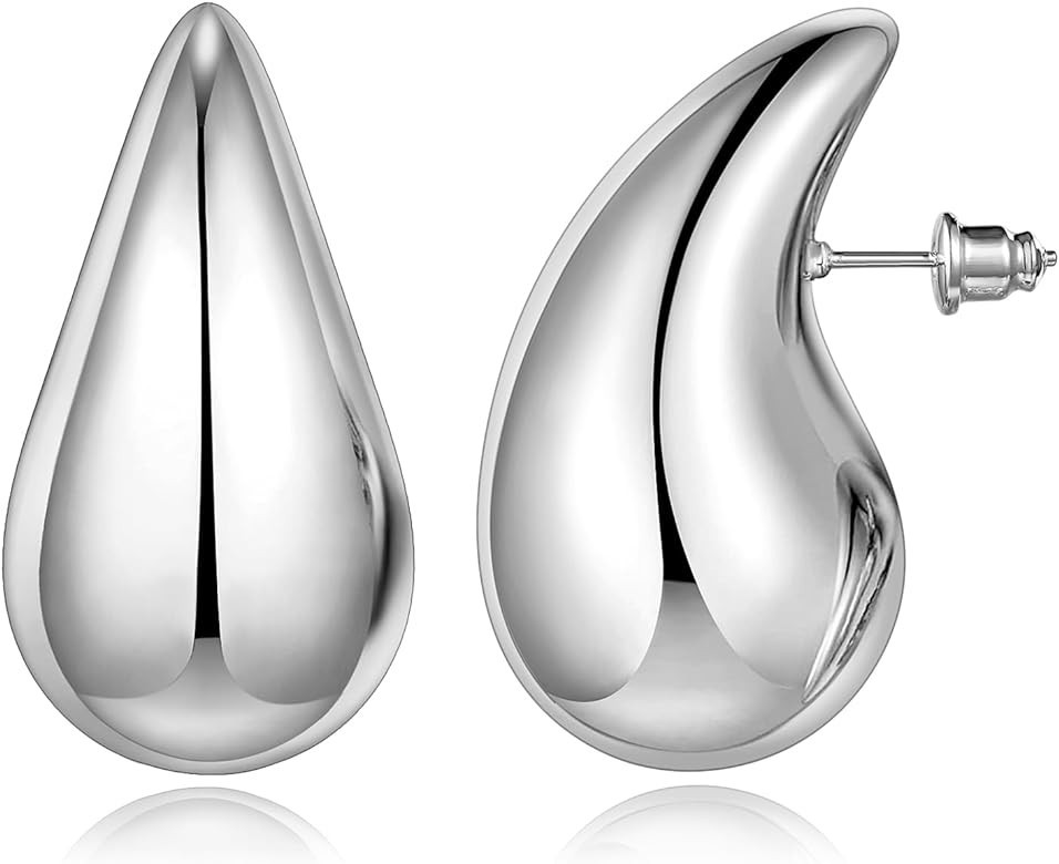 KissYan Chunky Gold Hoop Earrings for Women, 14K Gold Plated Lightweight Hollow Open Hoops Thick ... | Amazon (US)