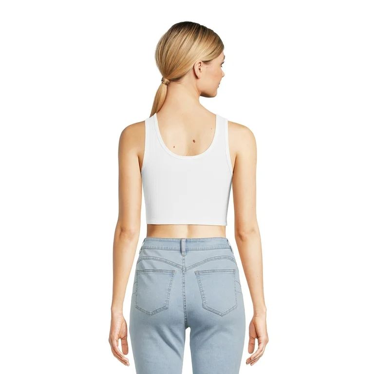 No Boundaries Crop Henley Tank Top, Women's and Women's Plus | Walmart (US)